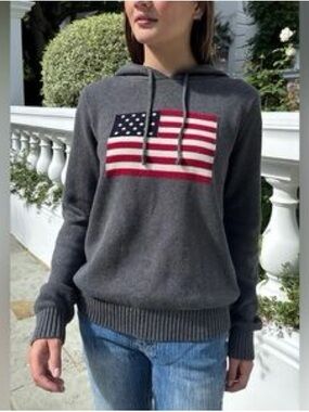 Brandy Melville American Flag Gray Sweater